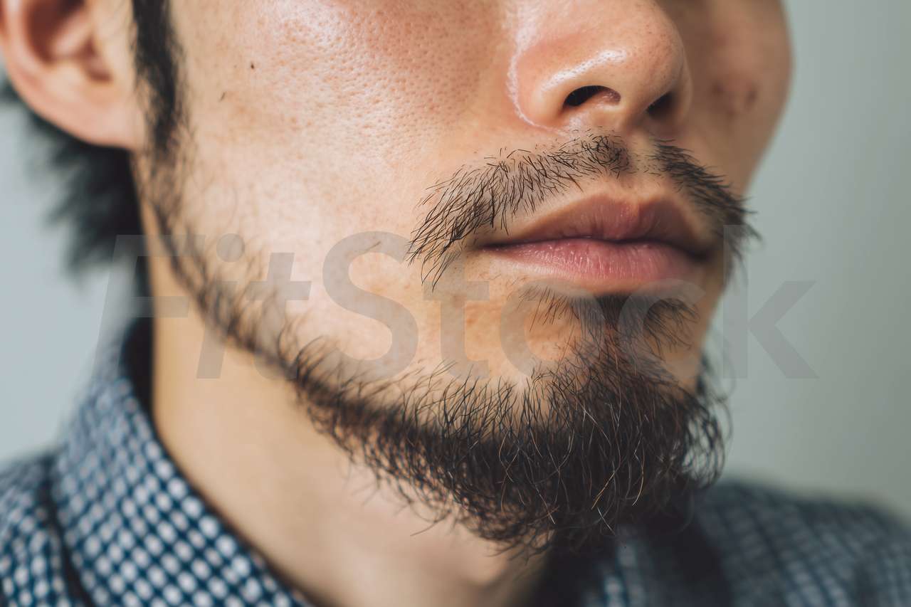無精髭を生やした男性の横顔