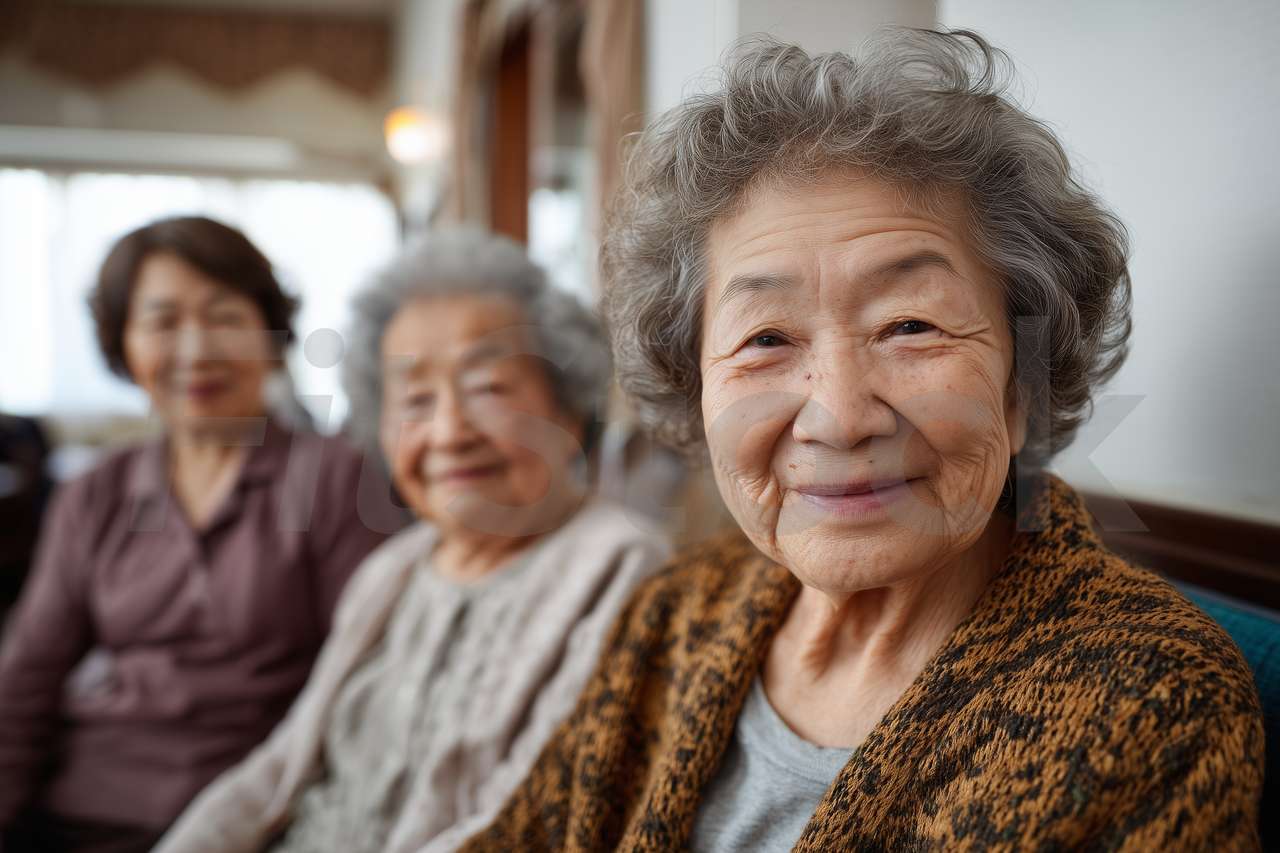 微笑む高齢の女性たち