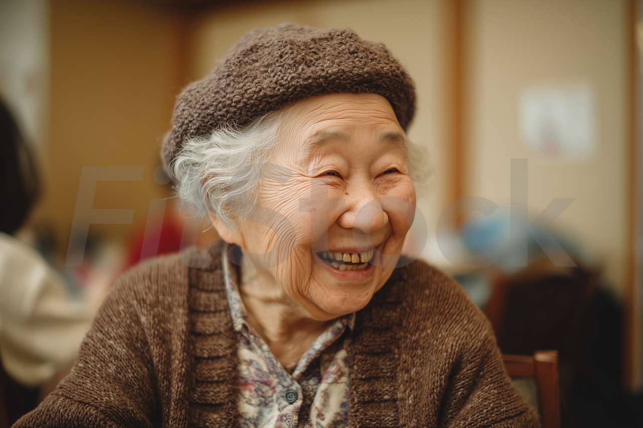 微笑む幸せな高齢女性