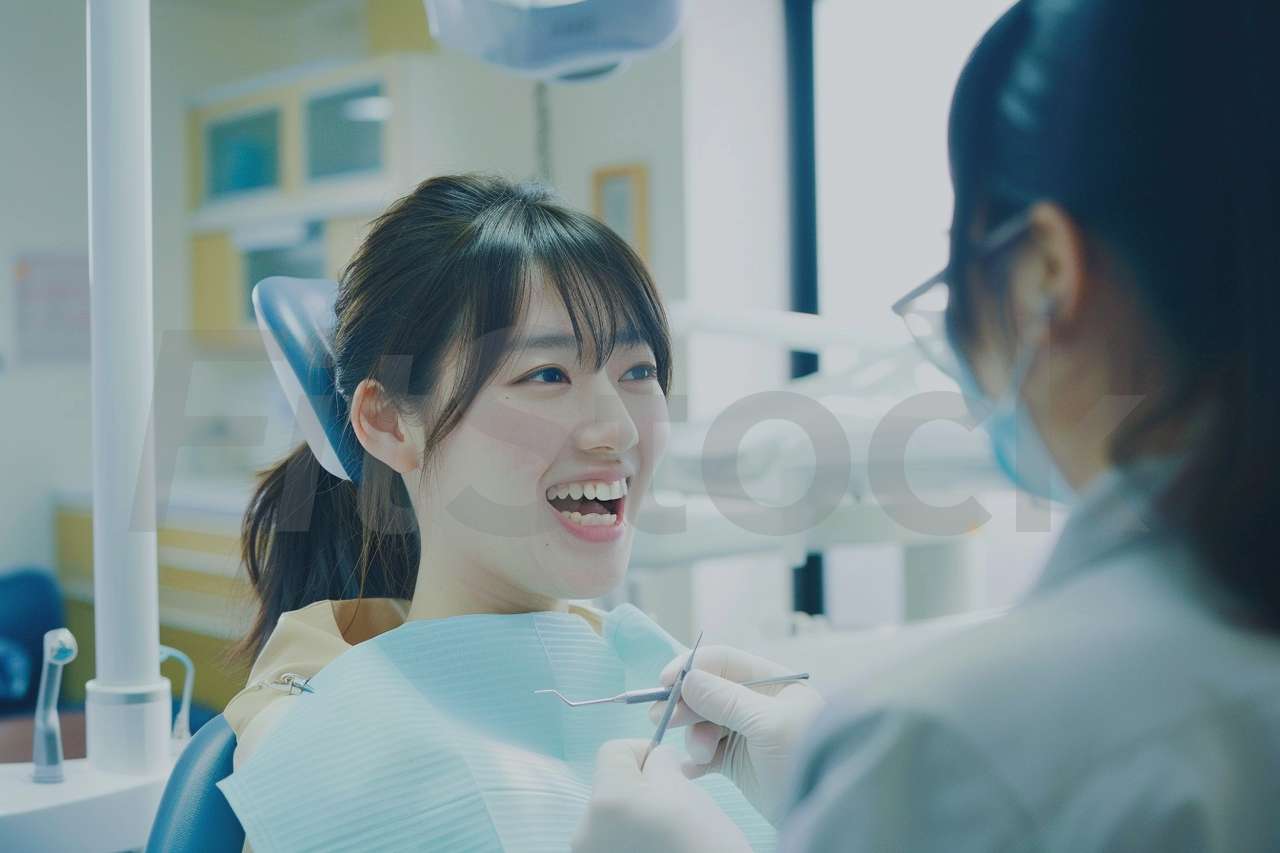 歯科医院で治療を受ける女性