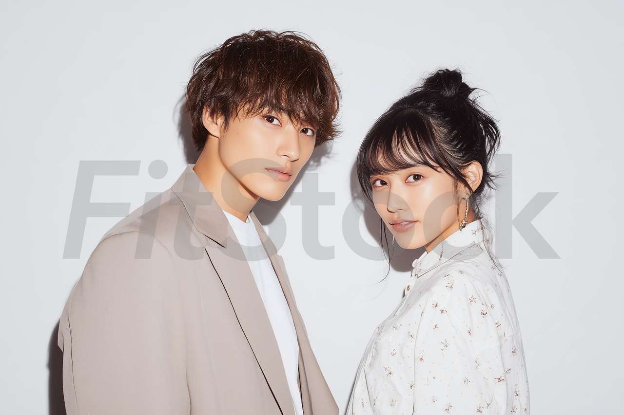 若い男女のポートレート