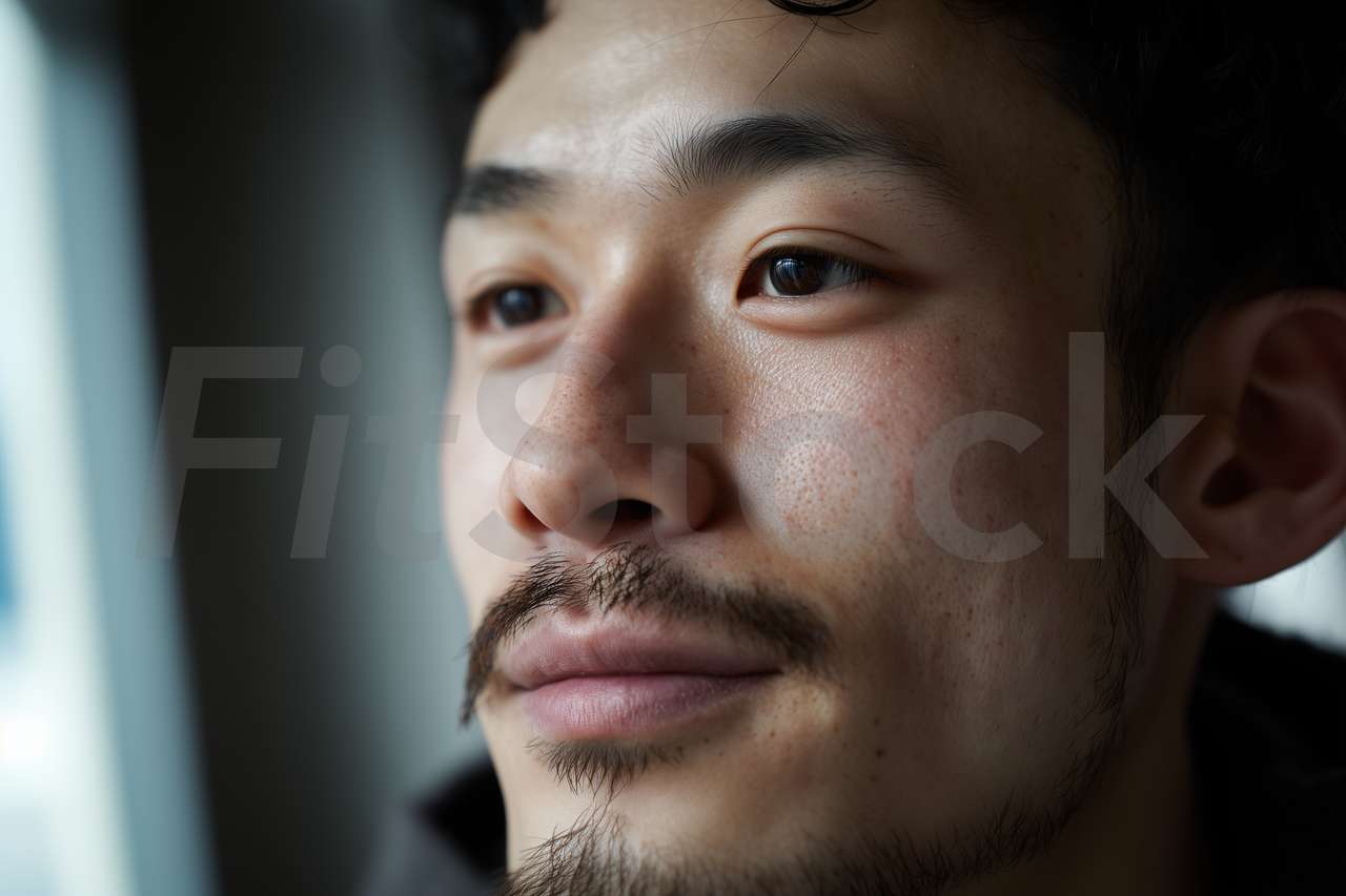 希望を見つめるアジア人男性