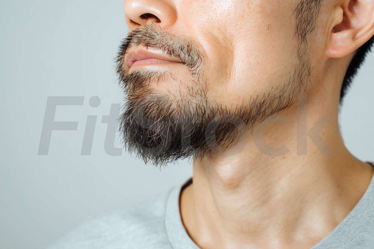 無精髭を生やした男性の横顔