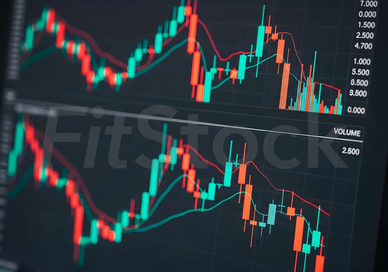 モニターに表示された株価チャート