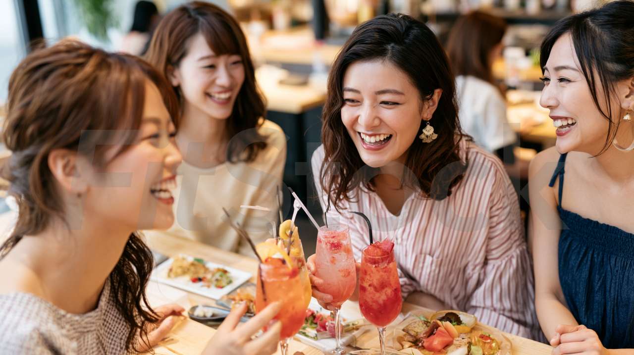 女子会で乾杯する笑顔の女性たち