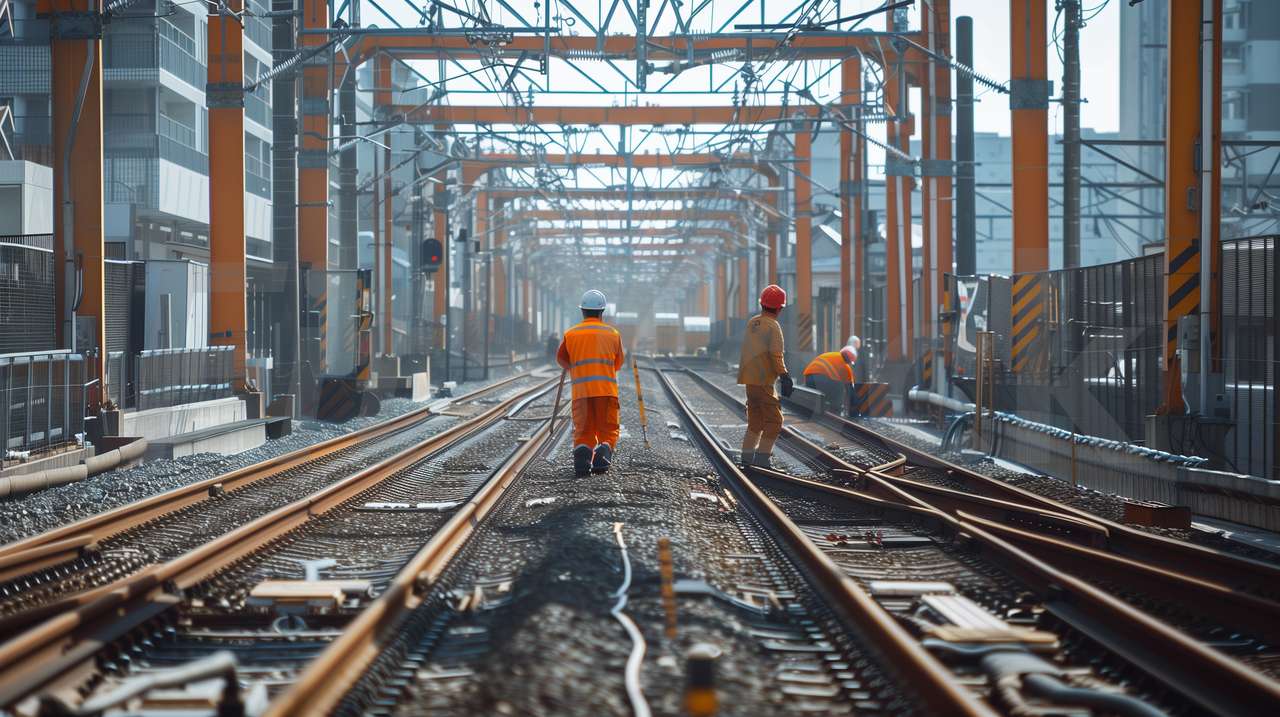 線路のメンテナンス作業を行う作業員たち