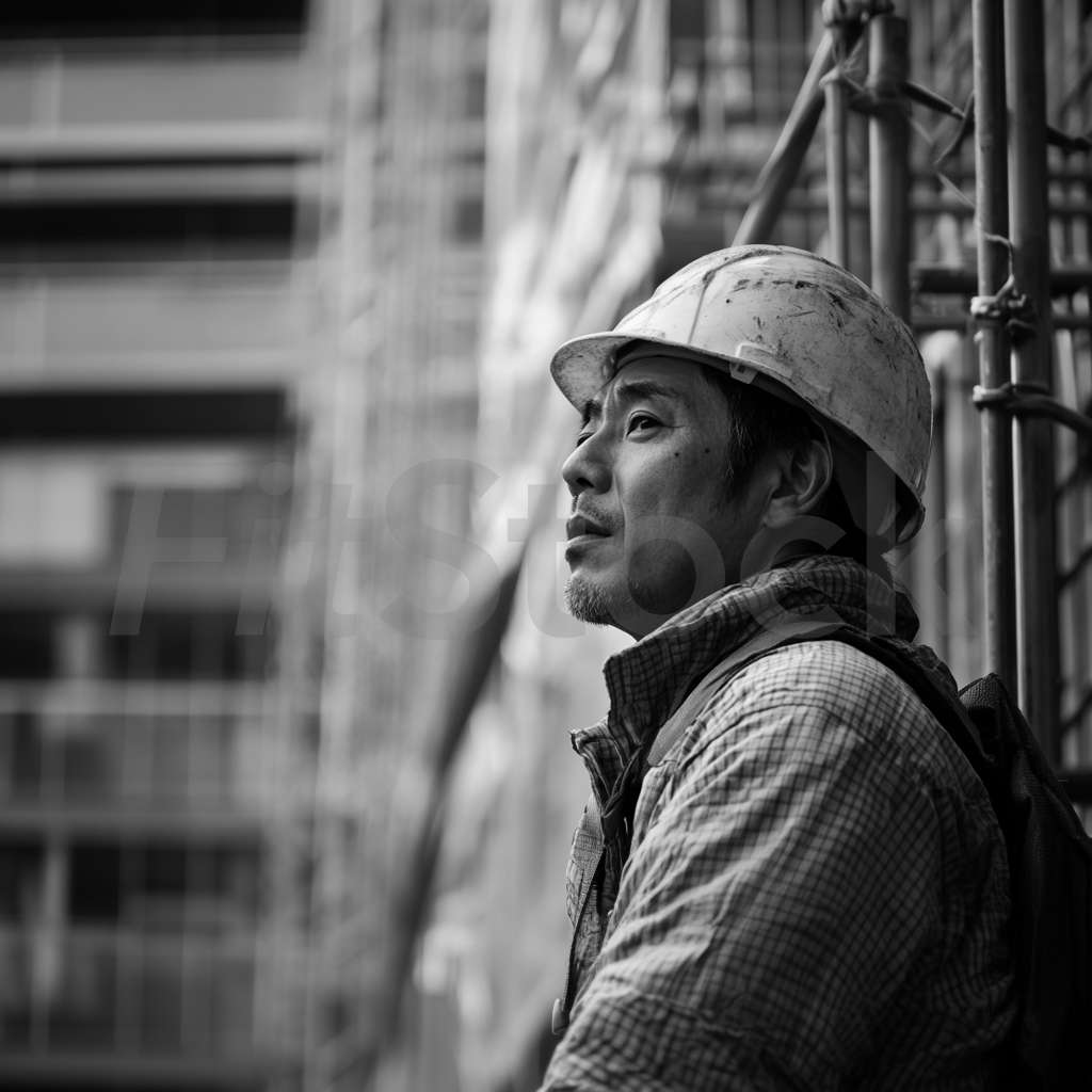 建設現場で働く男性のポートレート
