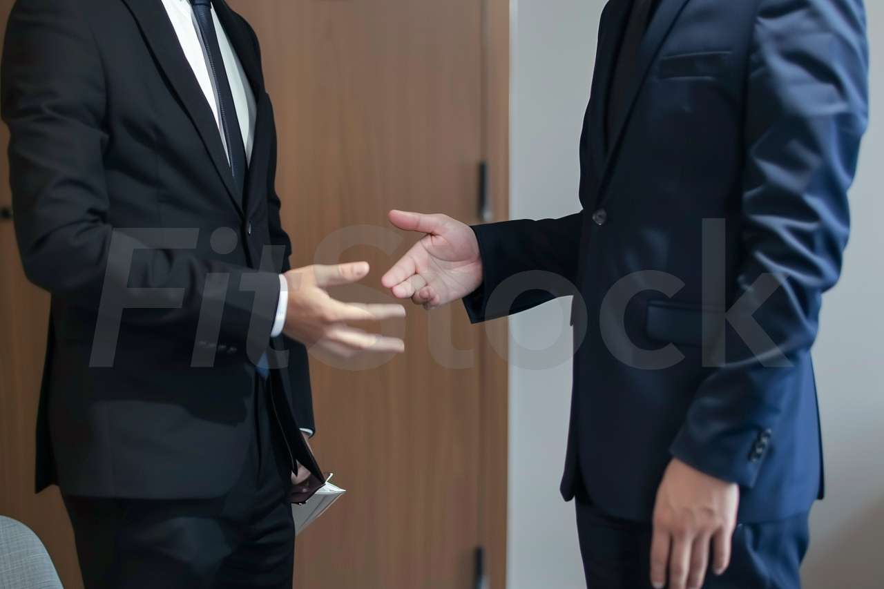 ビジネススーツを着た二人の男性の握手