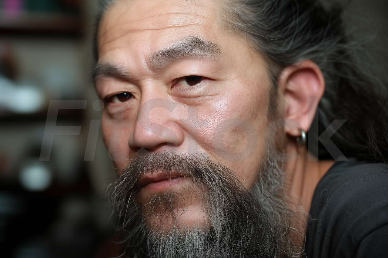 威厳あるひげの日本人男性