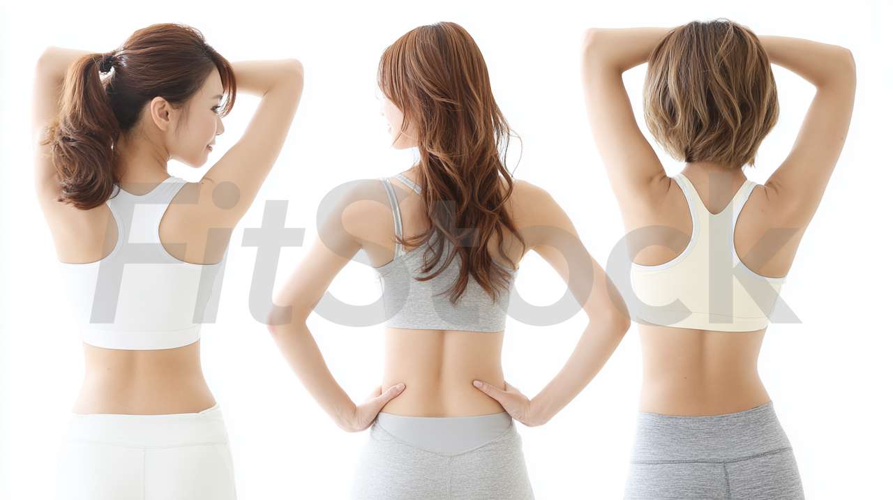 バックショットでポーズをとる3人の女性