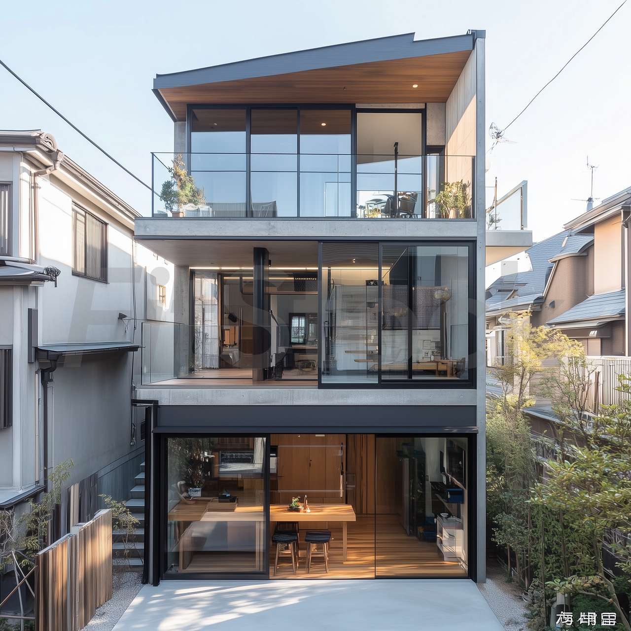 都会に佇むモダンでスタイリッシュな3階建て住宅