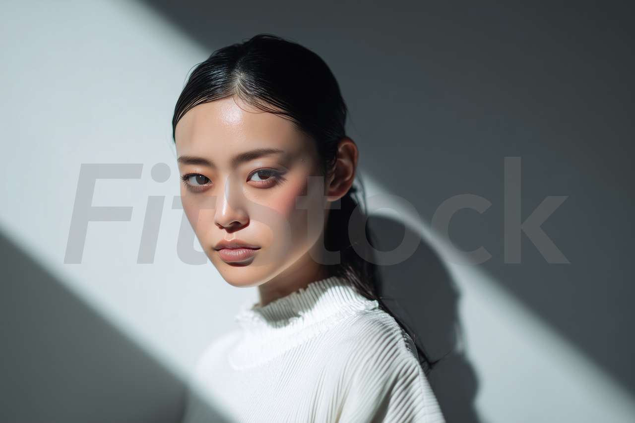 光と影が美しいアジア人女性のポートレート