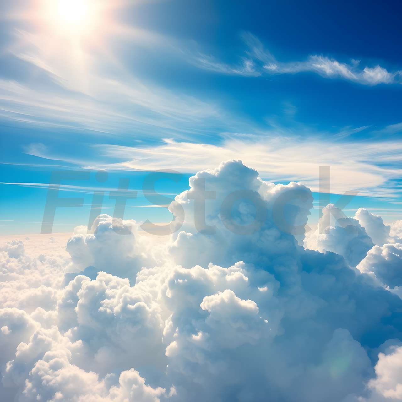 青空に広がる雄大な雲海と輝く太陽
