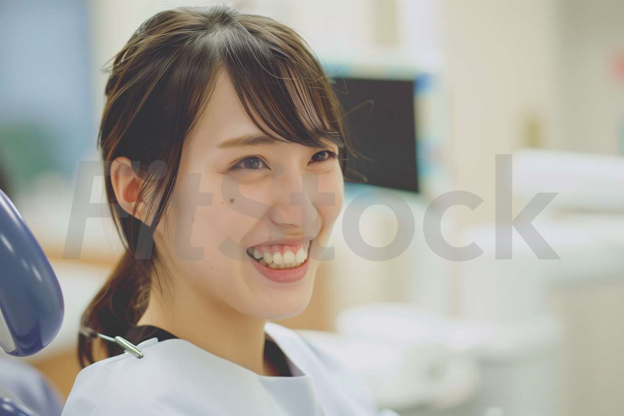 歯科医院で笑顔を見せる女性患者