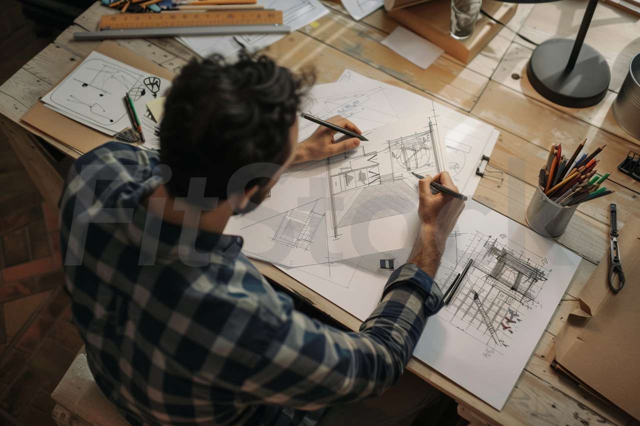 設計図面を描く建築家