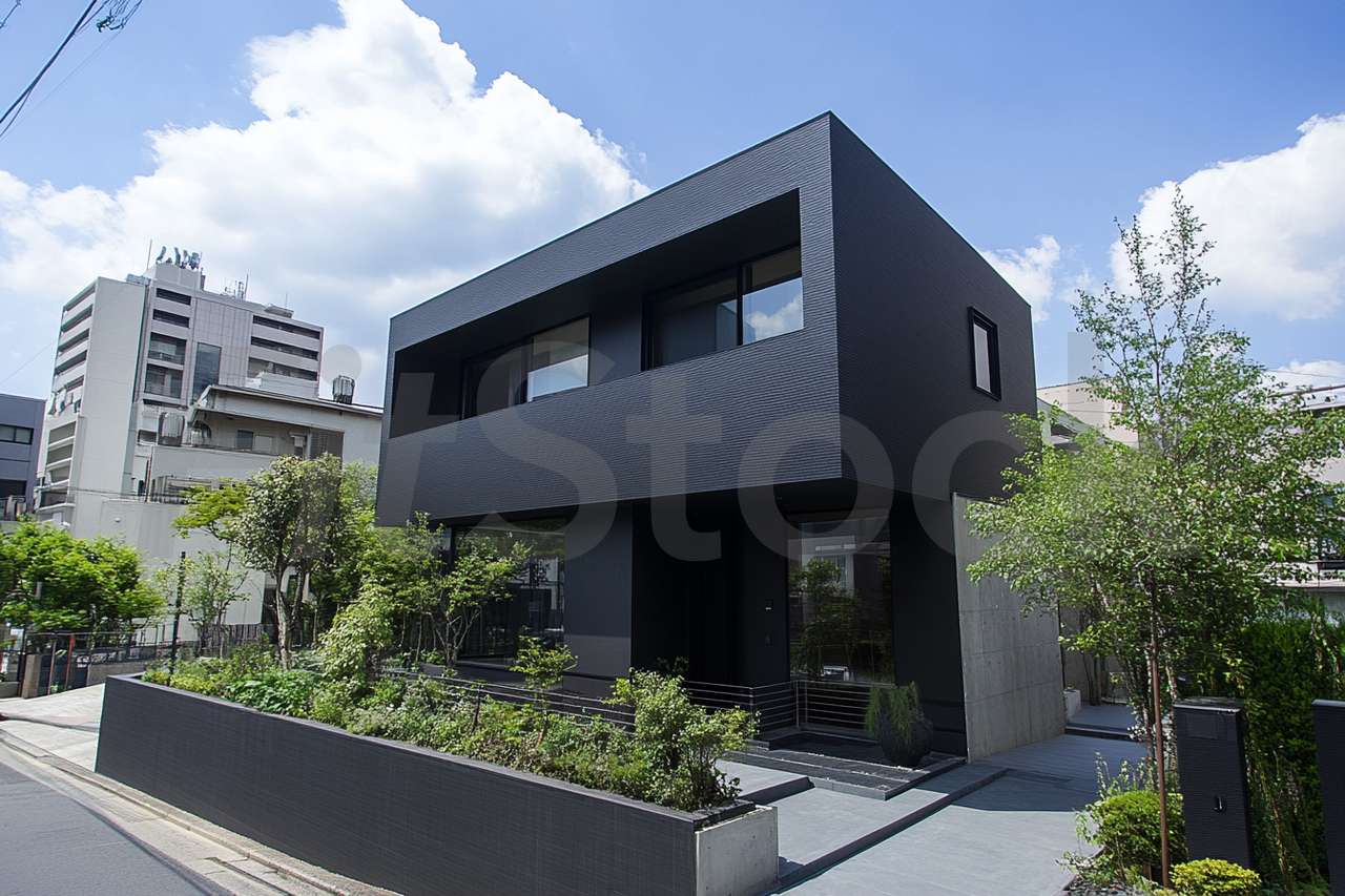 都会に佇むモダンでスタイリッシュな黒い外壁の住宅