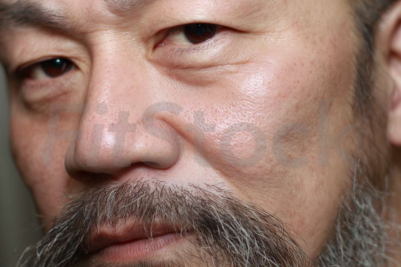 中高年アジア人男性の顔のクローズアップ