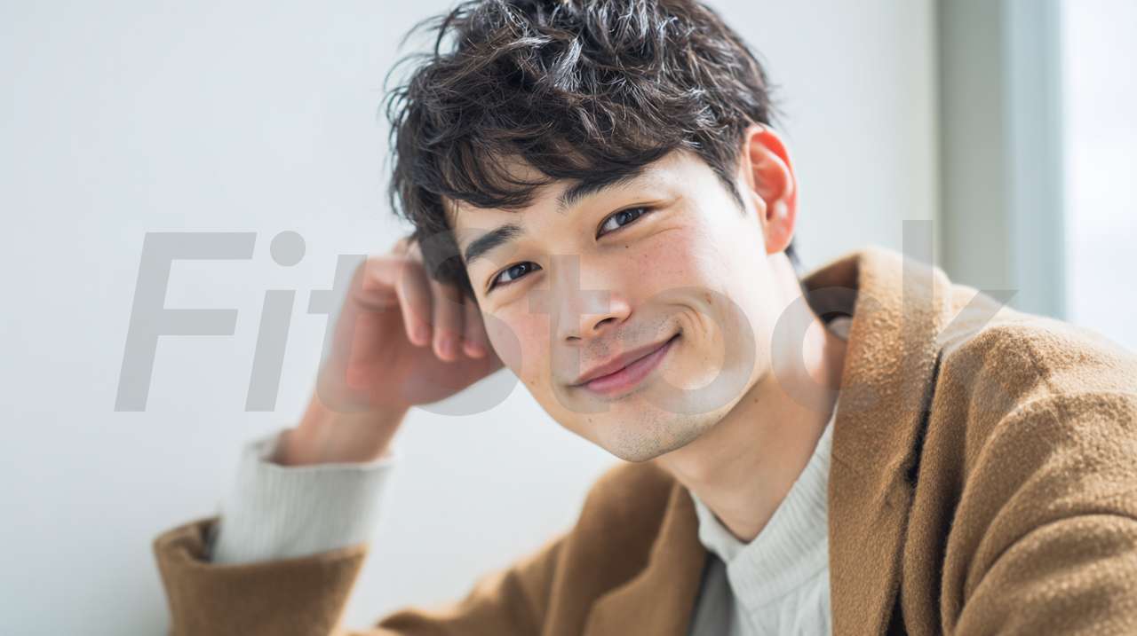 微笑む若い日本人男性のポートレート