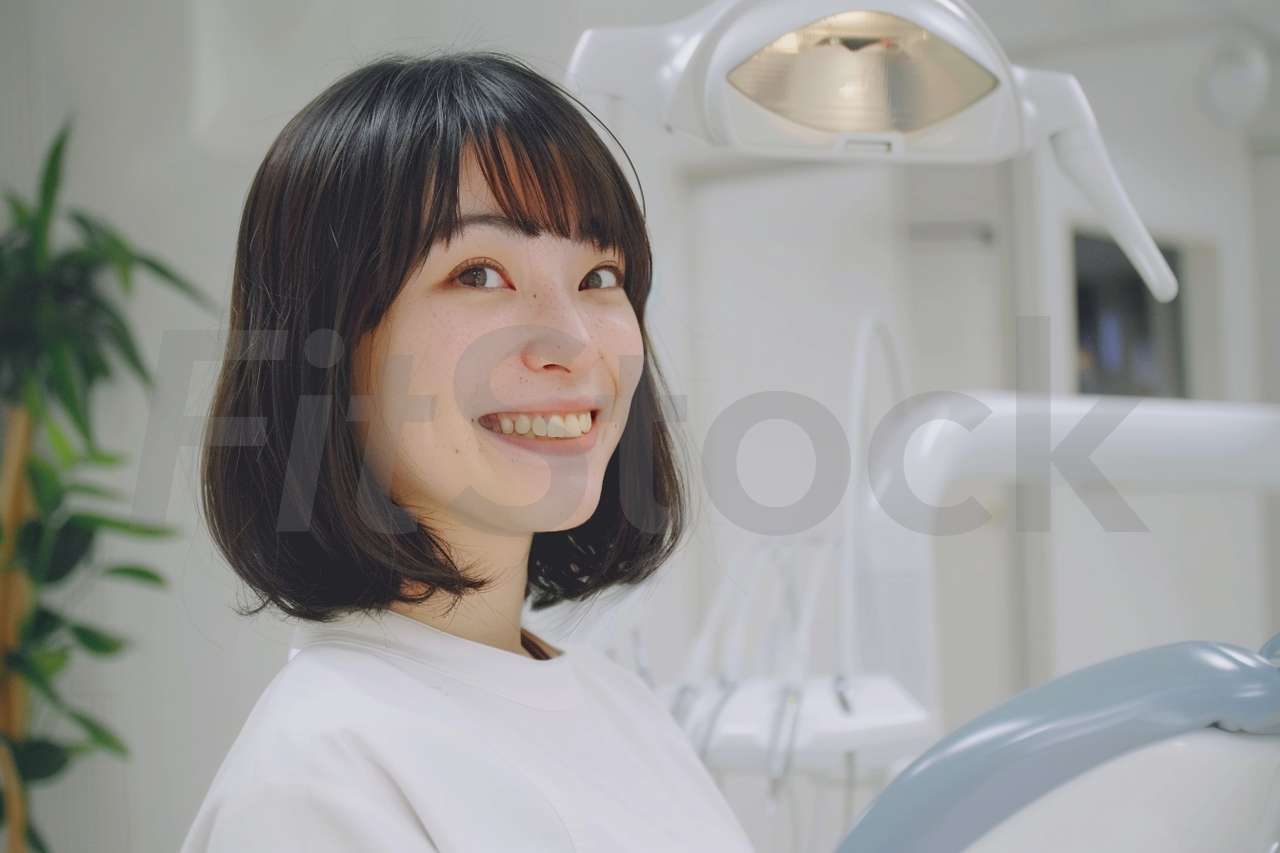 歯科医院で笑顔を見せる女性患者