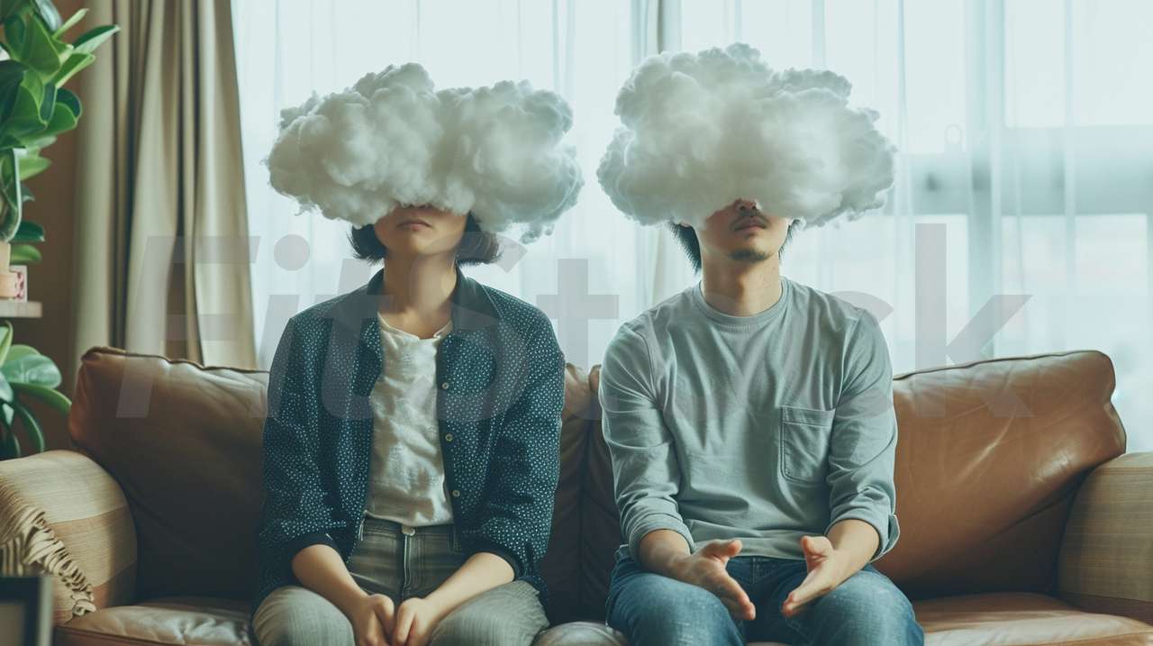 頭の中に雲を抱えたカップル