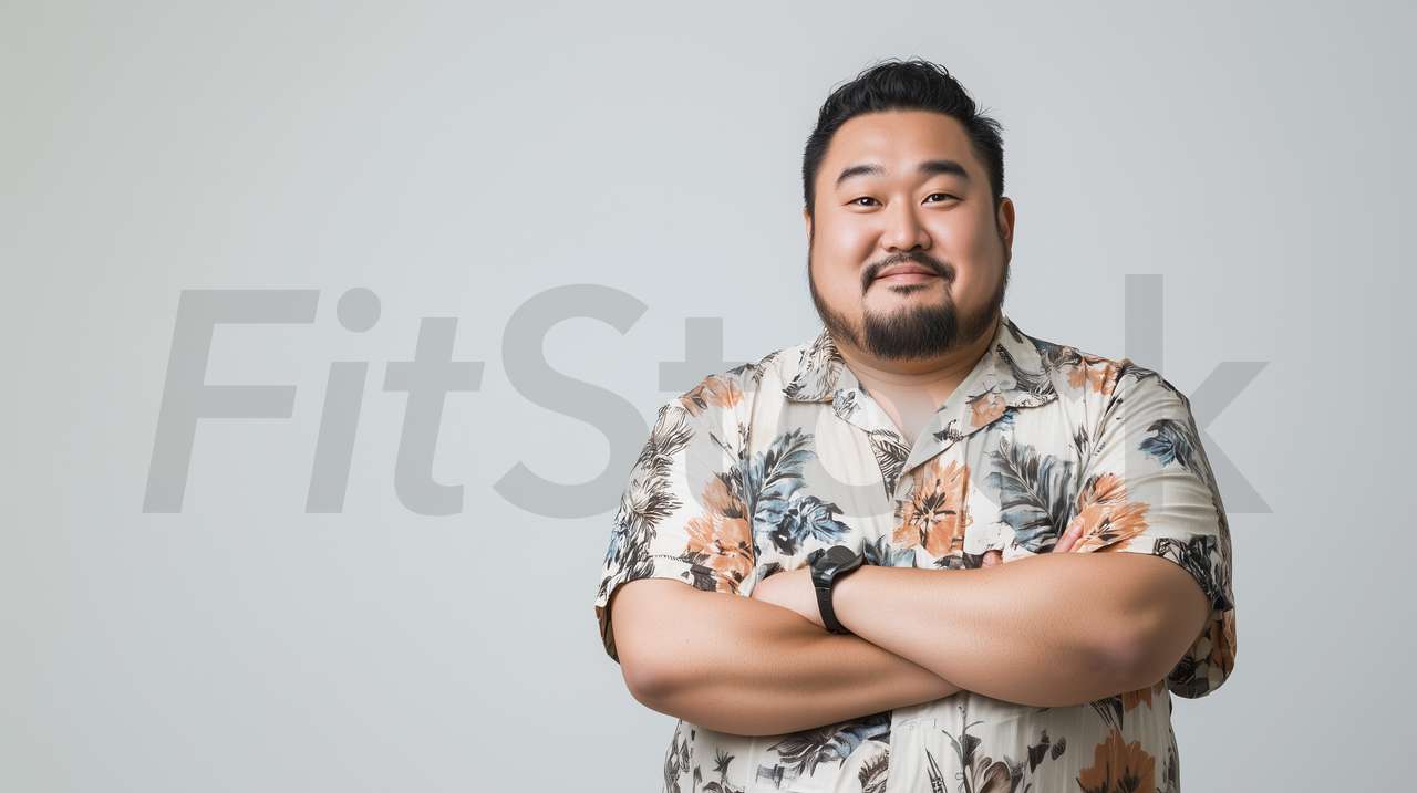 腕を組んで微笑むアジア人男性