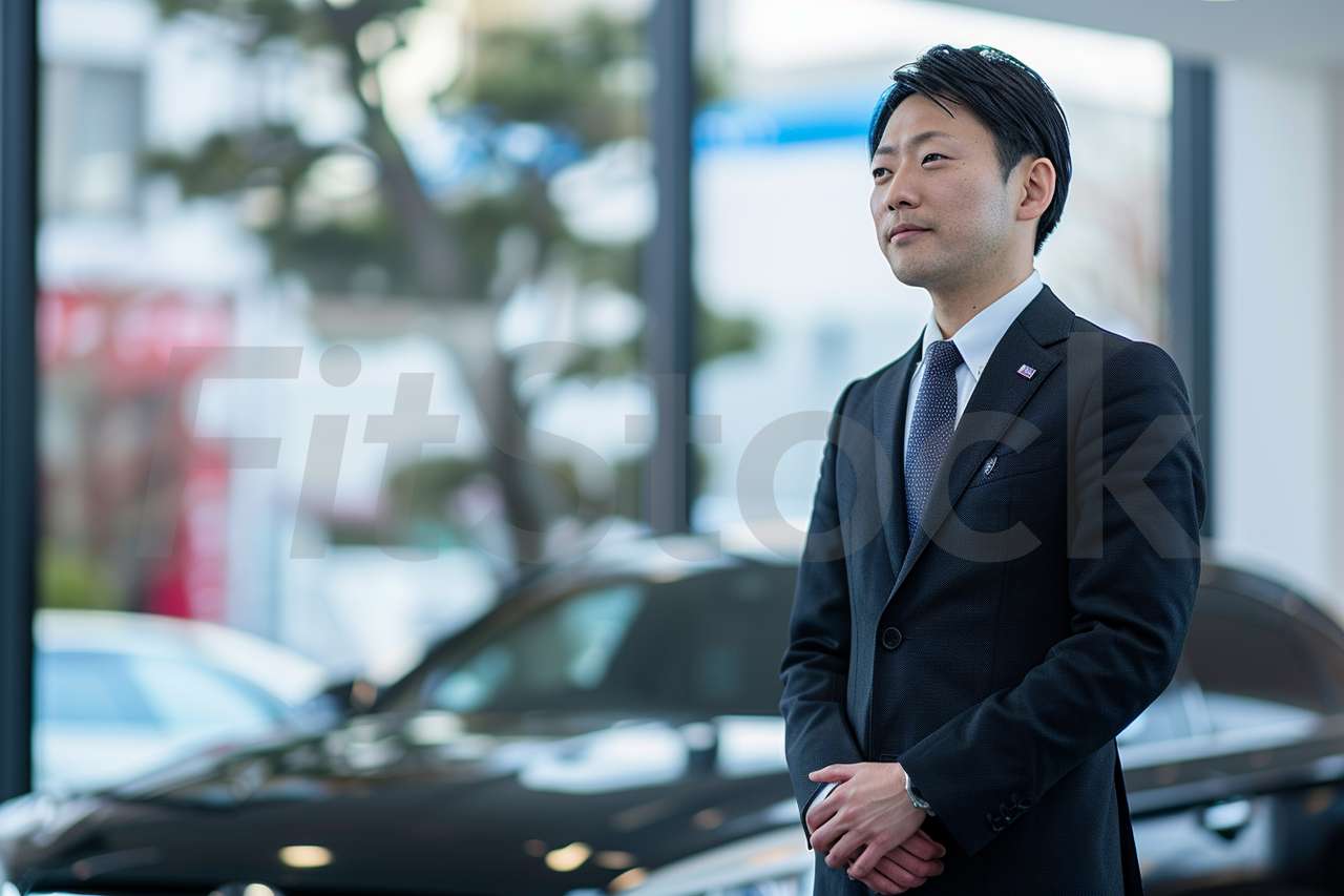 カーディーラーで働く男性スタッフ