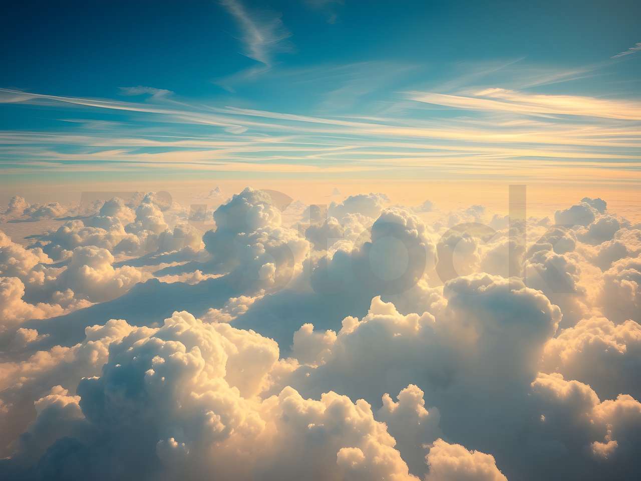 雲の上から見た夕暮れの壮大な空