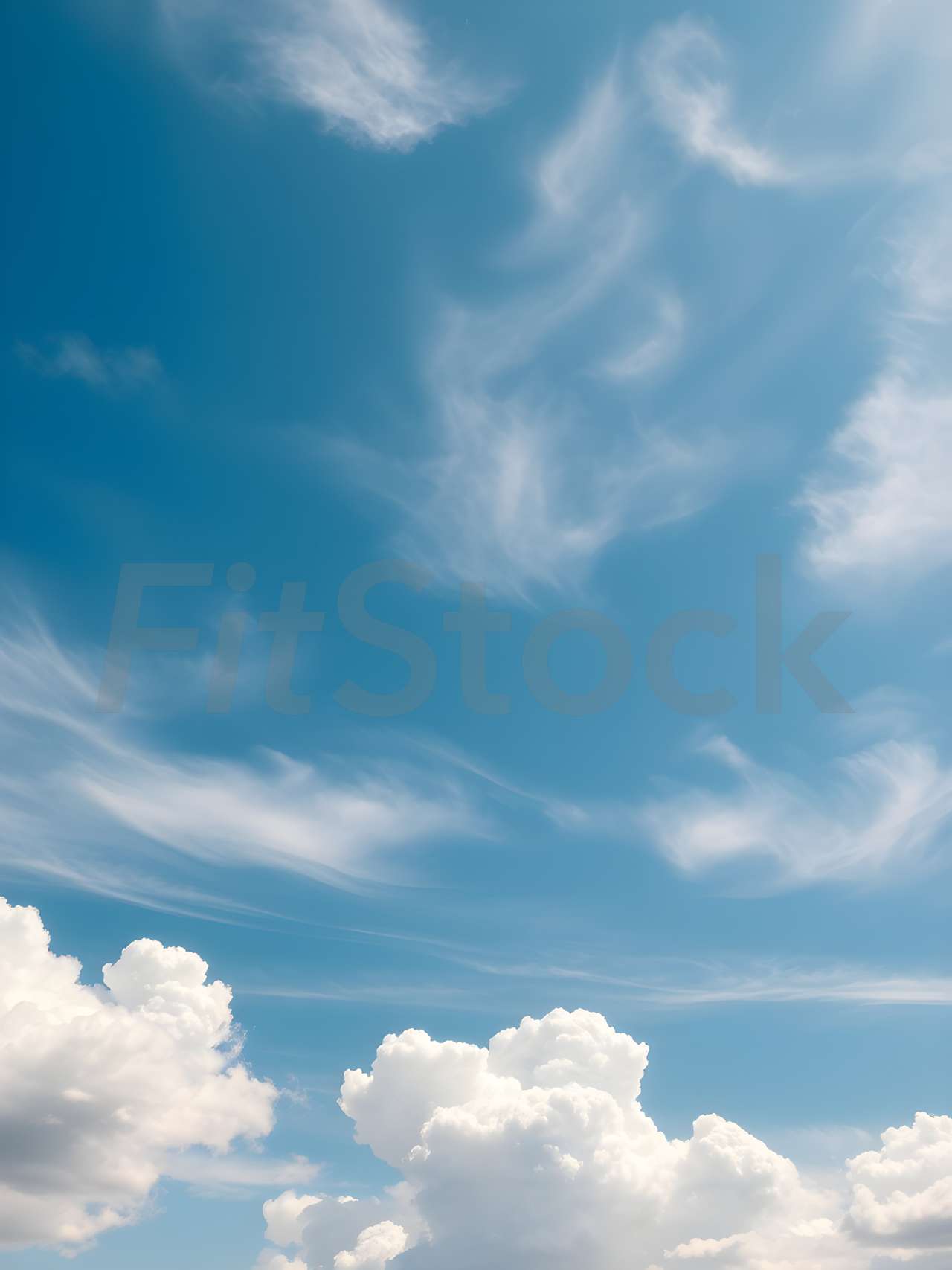 青空に広がる積乱雲と薄雲