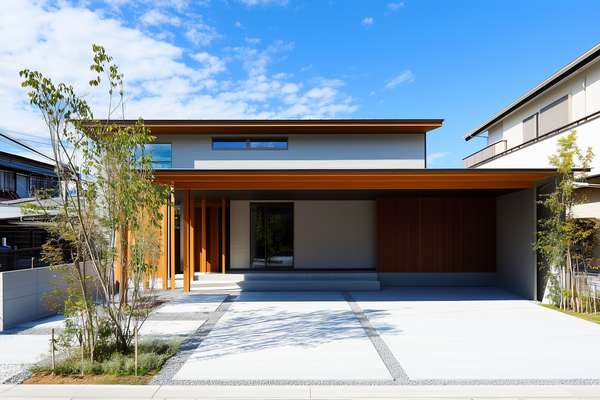 モダンなデザインの美しい一戸建て住宅の外観