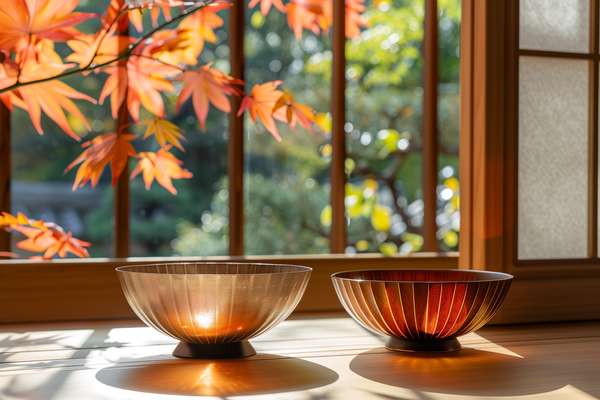 紅葉と和の器