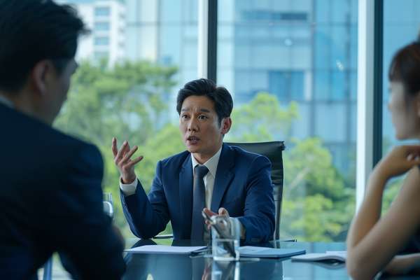 オフィスで議論するビジネスパーソン