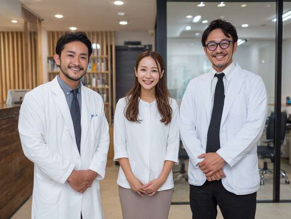 医療現場で働く笑顔の医師とスタッフ
