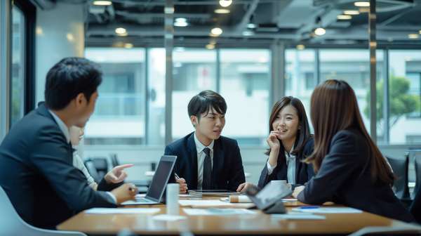 オフィスで会議をするビジネスチーム