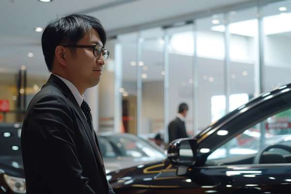 自動車ディーラーで働く男性スタッフ