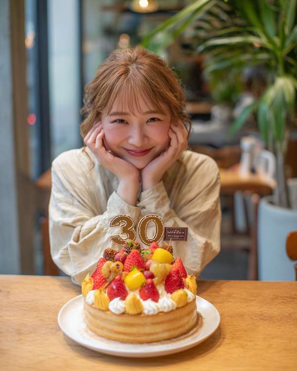30歳の誕生日を祝う笑顔の女性