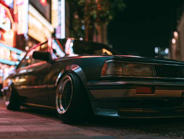 都会の夜に佇むビンテージな改造車
