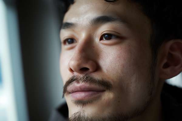 希望を見つめるアジア人男性