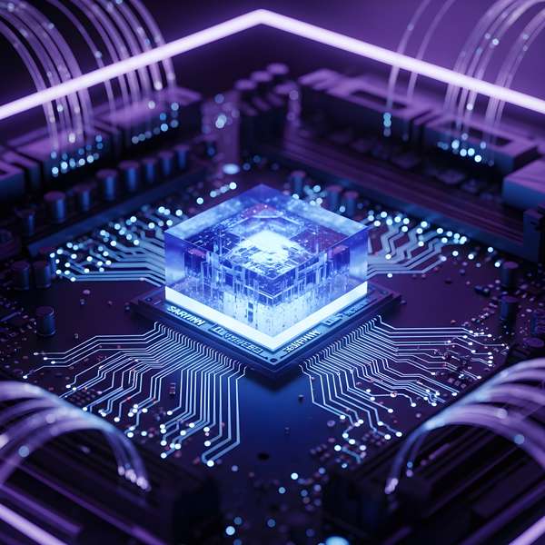 未来的な半導体チップの3Dレンダリング