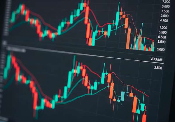 モニターに表示された株価チャート
