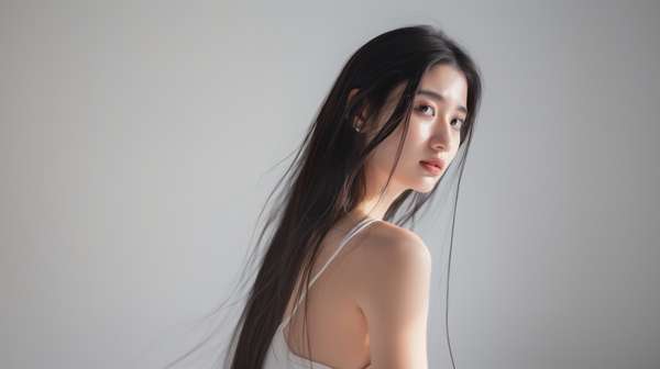 振り返る美しい女性のポートレート