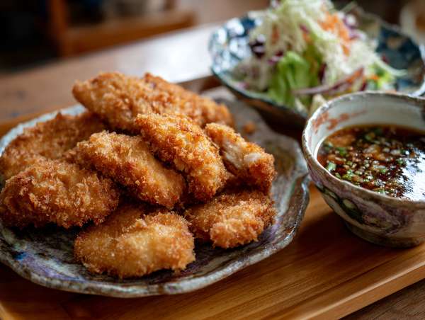 サクサクの衣が食欲をそそる揚げ物定食