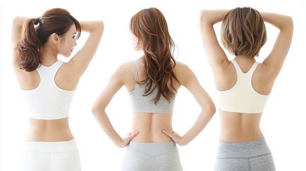 バックショットでポーズをとる3人の女性