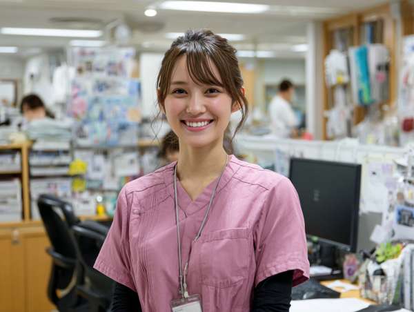 病院で働く笑顔の女性看護師