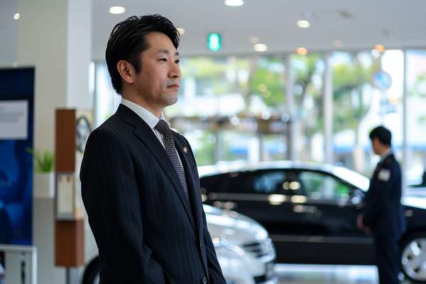 自動車ディーラーで働く男性スタッフ