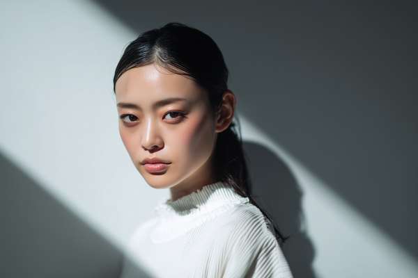 光と影が美しいアジア人女性のポートレート