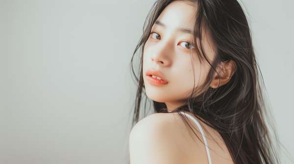 こちらを振り返る美しい女性のポートレート