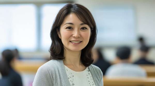 オフィスで微笑む日本人女性