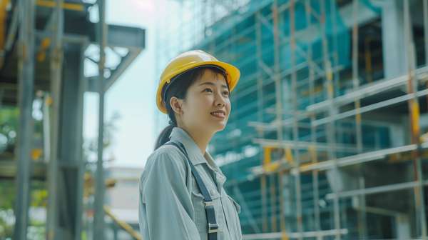 建設現場で働く女性エンジニア