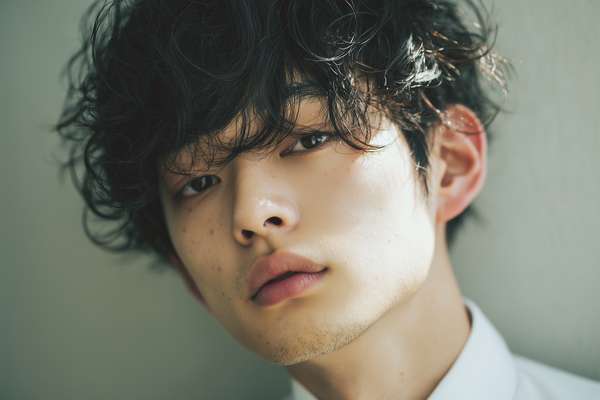 無造作ヘアの若手日本人男性のポートレート