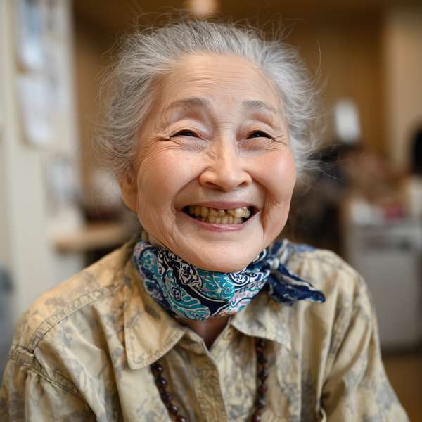 満面の笑みを浮かべるシニア女性